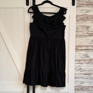 Maggie London black ruffle dress with pockets